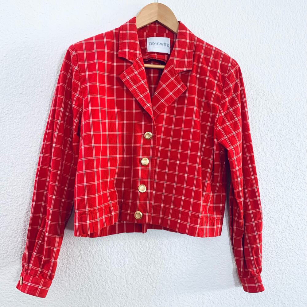 Vintage Doncaster red striped button up blazer jakcet size 6